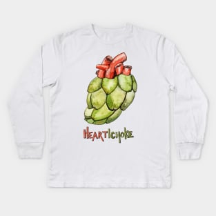 Heartichoke Pun Painting Kids Long Sleeve T-Shirt